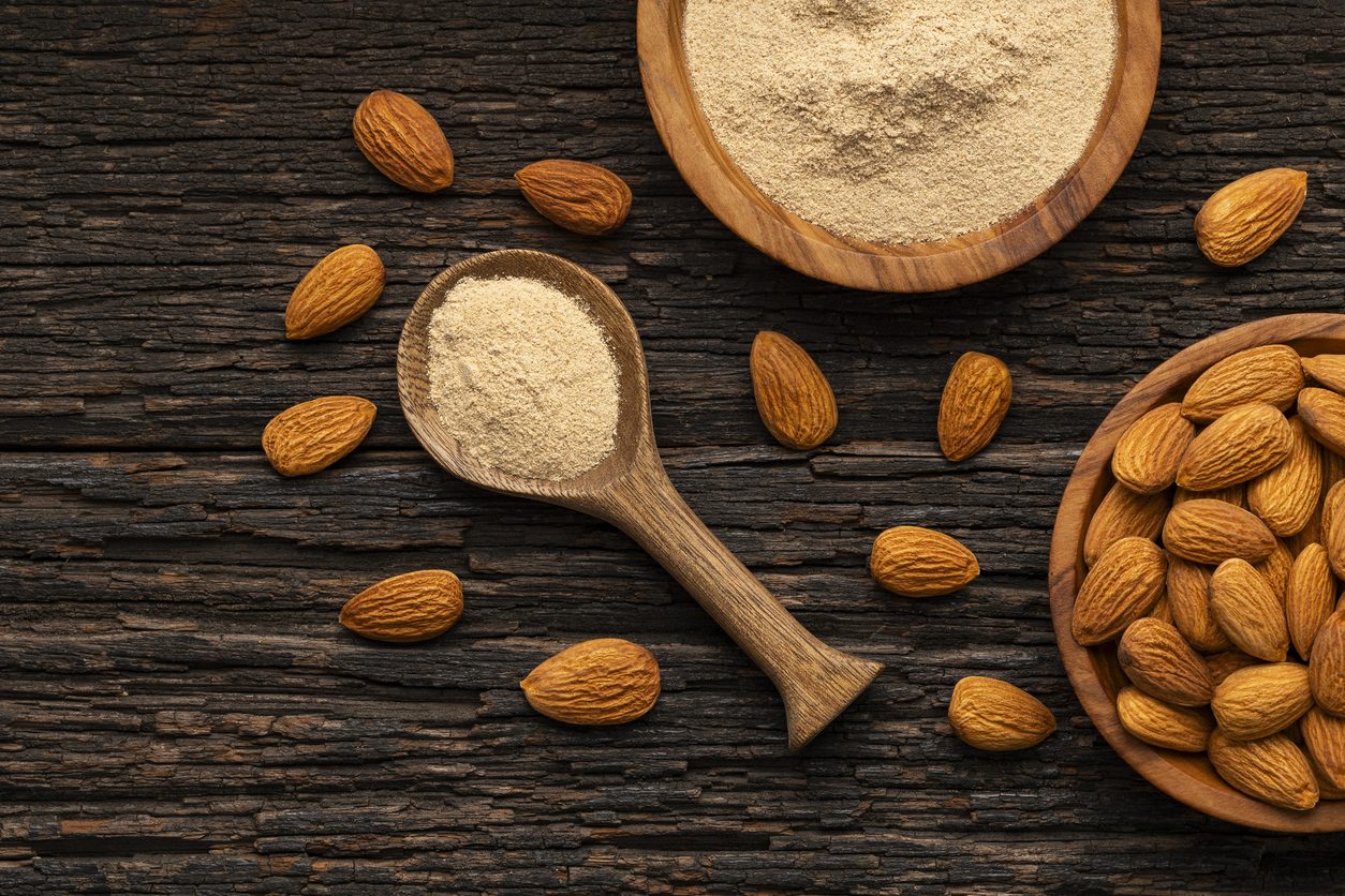 Organic whole almonds and organic blanched ground almonds